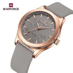 NAVIFORCE-Reloj de pulsera de cuarzo para Mujer, cronógrafo con correa de silicona, estilo Simple, a la moda