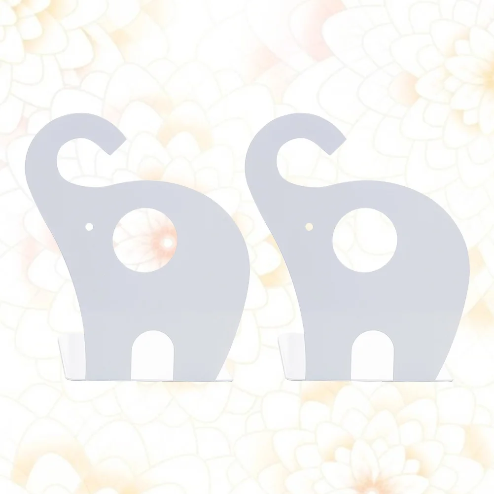 

1Pair Metal Elephant Bookends Book Stand Smooth Surface Organize Books Files for Office Study Room Book Stand Bookends