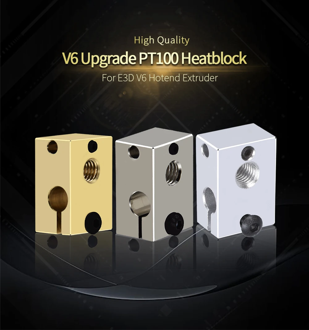 Hohe Qualität V6 Heizung Block Überzogene Kupfer Messing PT100 3D Drucker Teile Wärme Block Für Upgrade E3D V6 Hotend DDB Titan Extruder – Detail 1