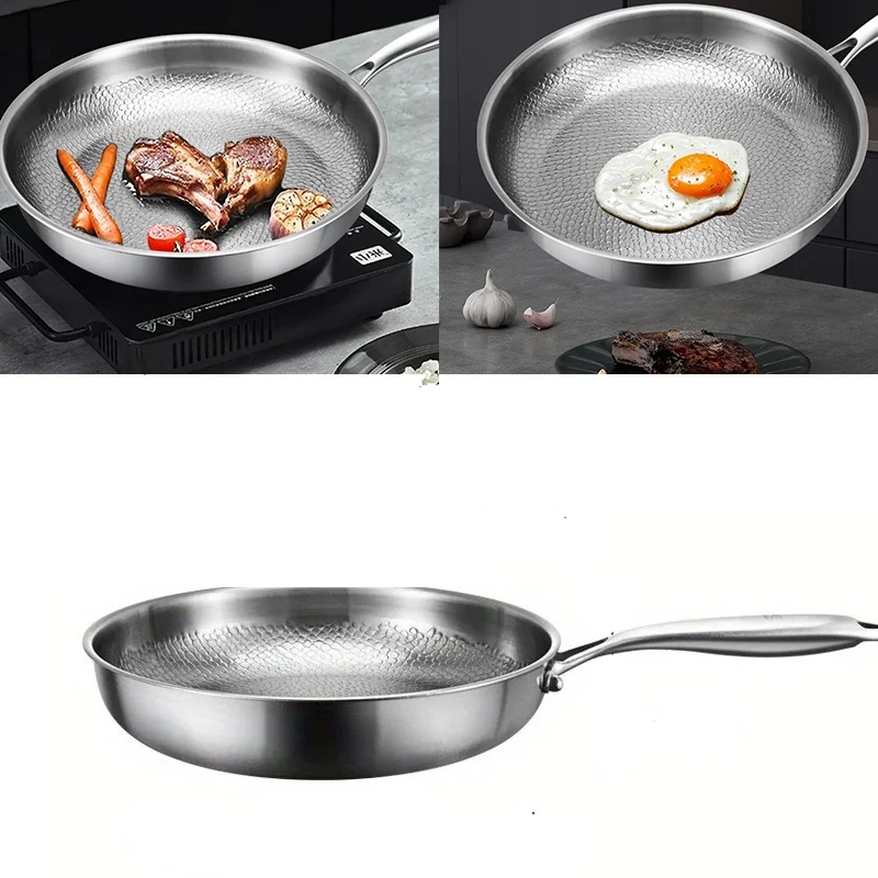 New 26/28/30cm German Pure Titanium Frying Pan Non-stick Frying Pan Uncoated Fish Scale Hammer Pattern Titanium Alloy Cookware