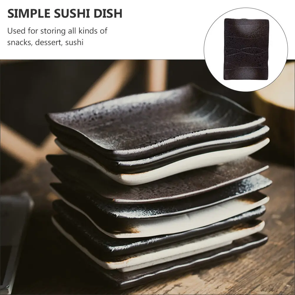 

2Pcs Sushi Dish Rectangular Small Plates Japanese Style Household Tableware Snack Serving Plate Multi-Purpose Food Tray