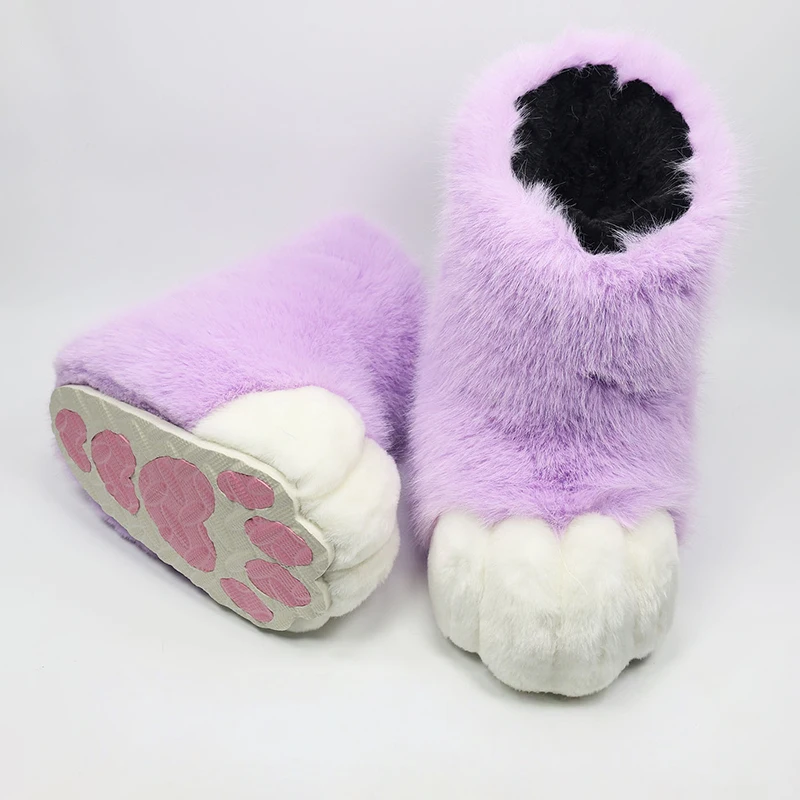 Harige Kat Poot Schoenen Pluizige Laarzen Meisjes Schoenen Beest Poot Schattig Pluche Kig Fursuit Dierenvoet Sokken Anime Party Cosplay Kostuum