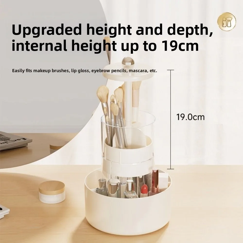 4 فتحات رفع فرشاة للمكياج حامل الصحافة نوع البلاستيك فرشاة للمكياج المنظم الغبار سعة كبيرة صندوق تخزين مستحضرات التجميل