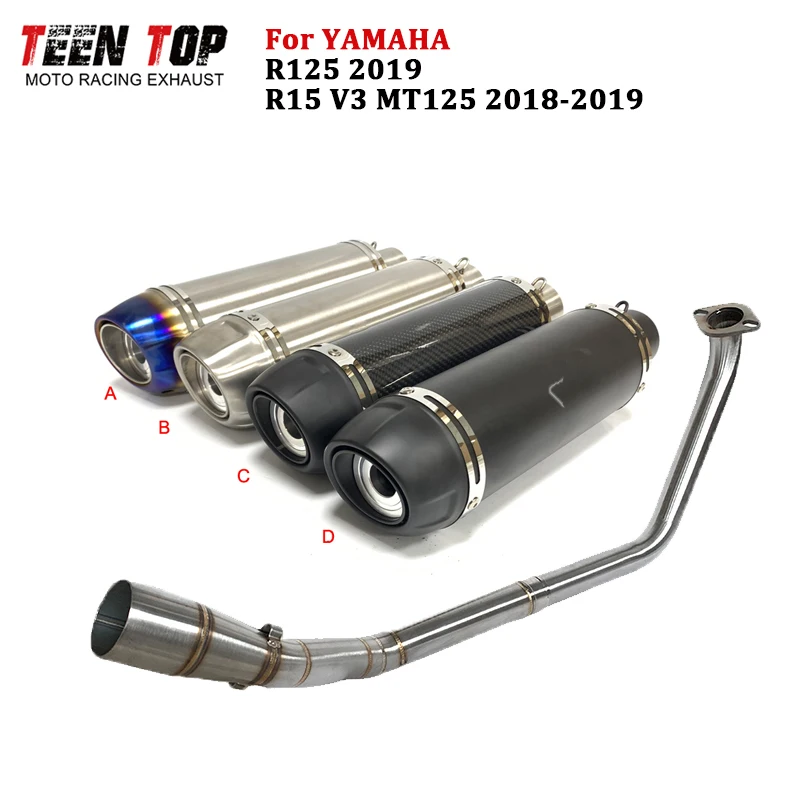 

51mm Motorcycle Exhaust System Pipe For Yamaha YZF-R15 V3 MT125 MT-125 R125 Exhaust Muffler Tailpipe Link Escape Moto Front Pipe