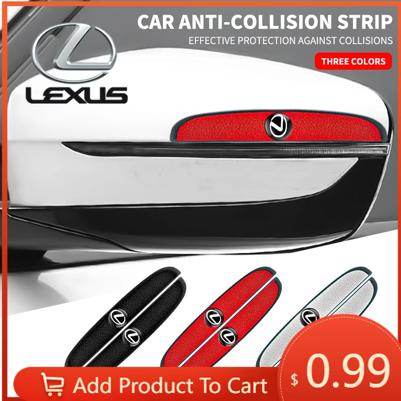 

Interior Stickers 4pcs Rubber Bumper Strip Car Door Anti-Collision Emblem Sticker For Lexus F-SPORT ES RX NX LS UX LM LX GX LC R