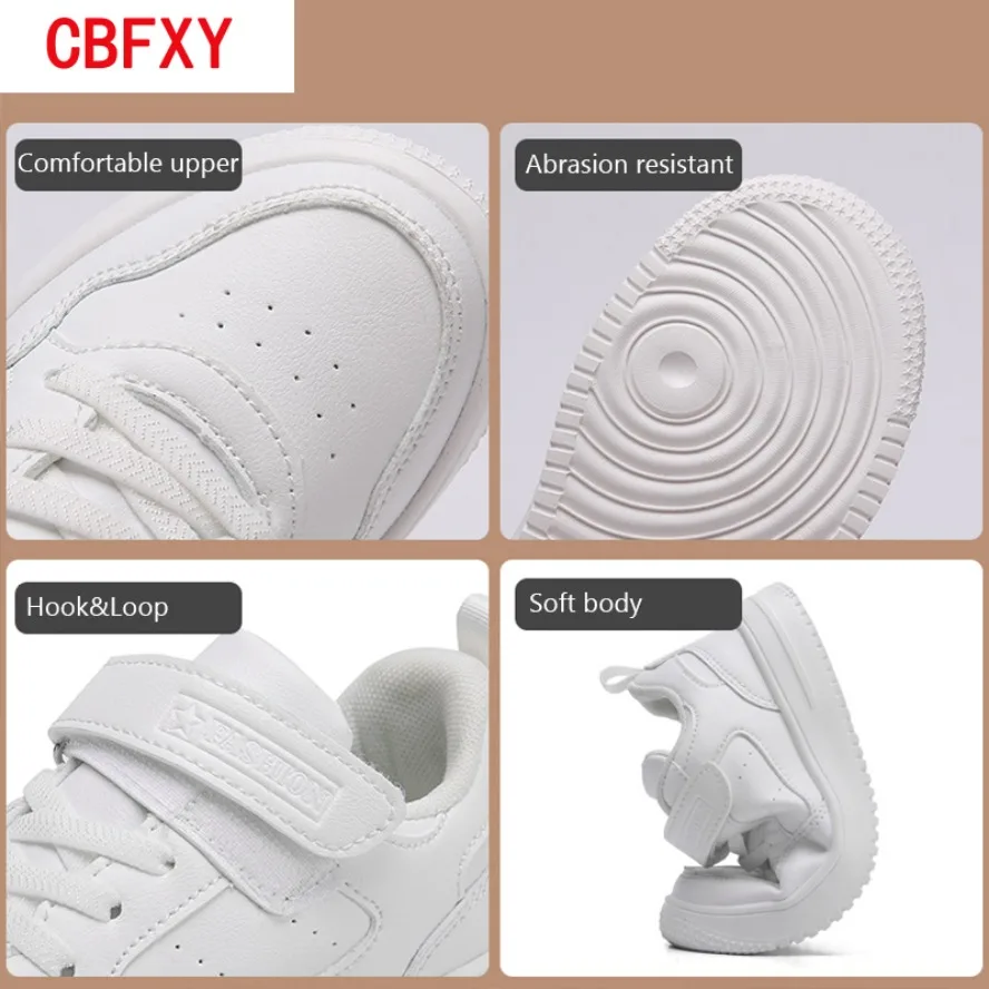 2026Children Sneaker Boys Casual Shoes Black Leather Flat Student Walking Shoes Non-slip Girl Lightweight Sports Tennis Footwear
