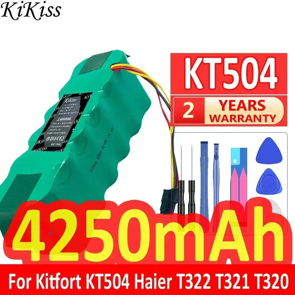 KiKiss Battery KT 504 4250mAh for Kitfort KT504 for Haier T322 T321 T320 Panda X500 X580 X600 Ecovacs Mirror CR120