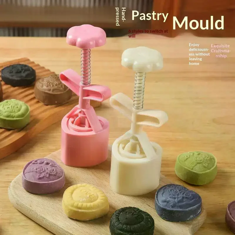 DIY Baking Mold 1Set Valentine's Day Cookie Stamp Flower Mooncake Mold Spring Pastry Cake Decorating Tool Hand Pressure Home