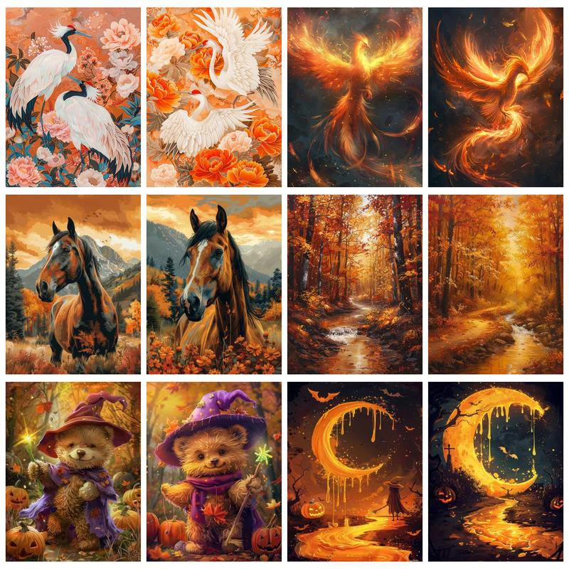 Nabi DIY 5D Red Crowned Crane Diamond Painting Full Round/Square Horse Modern Moon Embroidery Set Phoenix Decor For Home