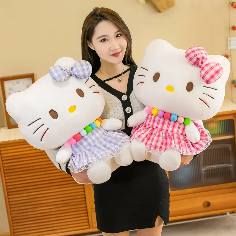 85CM Super Big Size Sanrio Cartoon Gonna scozzese HelloKitty Peluche Bambola Peluche Regalo di compleanno per bambini Giocattoli dei cartoni animati