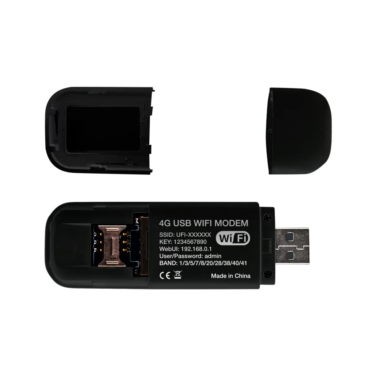 Modem WiFi USB com slot para cartão SIM, roteador sem fio de carro, Dongle USB, banda europeia, preto, suporte B28, 150Mbps, 4G LTE