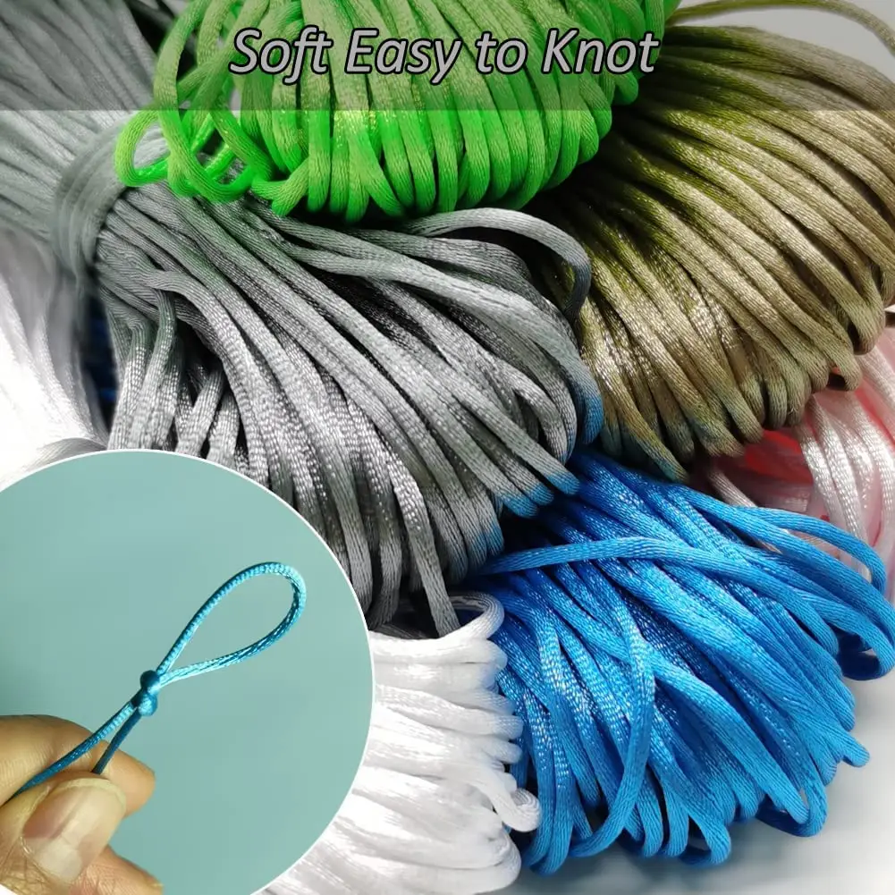 20 Meters Braided Macrame Rope Silk Macrame Cord Rope Thread Wire Nylon Cord DIY For Making Chinese Knot Bracelets Rat Tail Cord