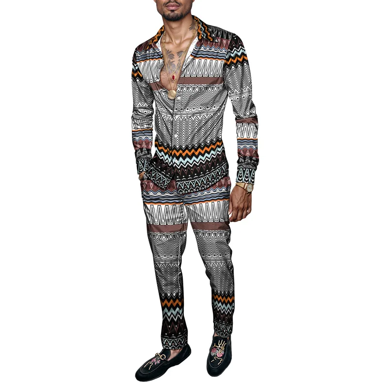 

Весенне-летний модный мужской комплект 202, простой костюм с длинными рукавами и принтом, облегающий дышащий смешанный повседневный устойчивый Ropa Hombre