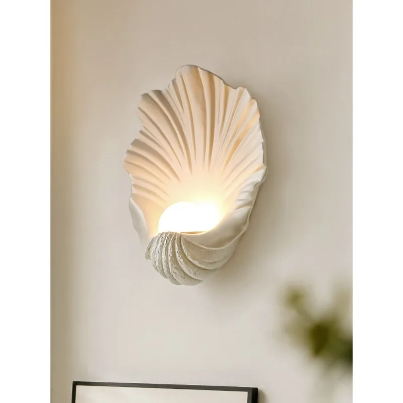 Shell pearl wall decoration candle holder, French living room entrance aisle narrow wall art decoration