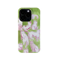 Ins Korean Green Pink Case for IPhone 16 15 14 13 Pro Max 12 11 Pro Plus 12 13 Mini XR XS MAX SE2 8 Shockproof Ultra Thin Cover