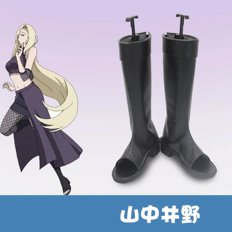 

Обувь для косплея аниме Yamanaka Ino, черные сапоги для карнавала, Хэллоуина, Рождества и вечеринки