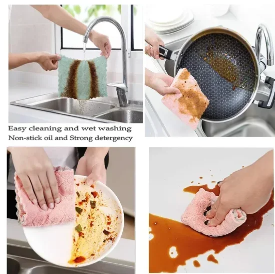 2024New  Microfiber Towel Absorbent Kitchen Cleaning Cloth Non-stick Oil Dish Towel Rags Napkins Tableware Household Cleaning