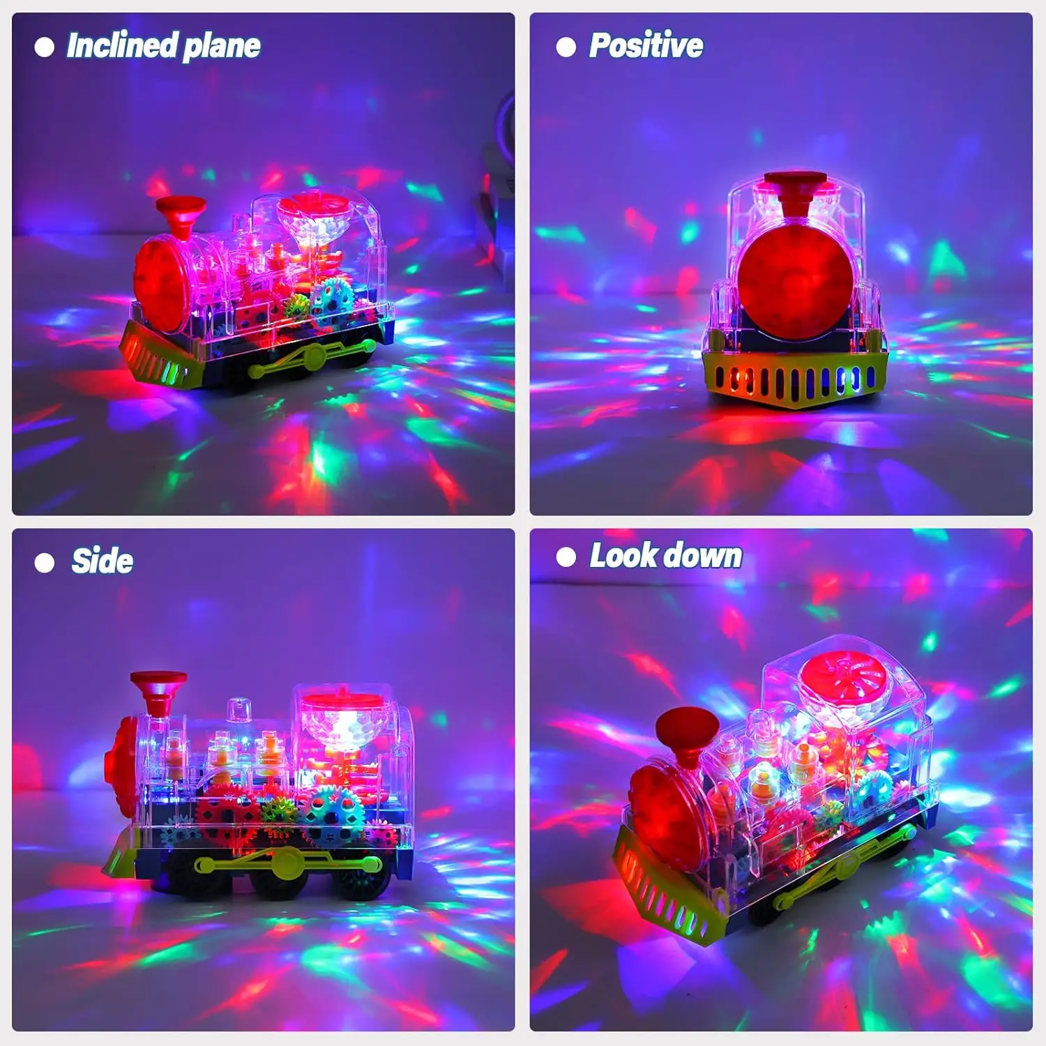 1PC Electric Train Toy for Kids Transparent Gear Crawling Train with Light and Music Early Educational Toys Train Toys for Kids