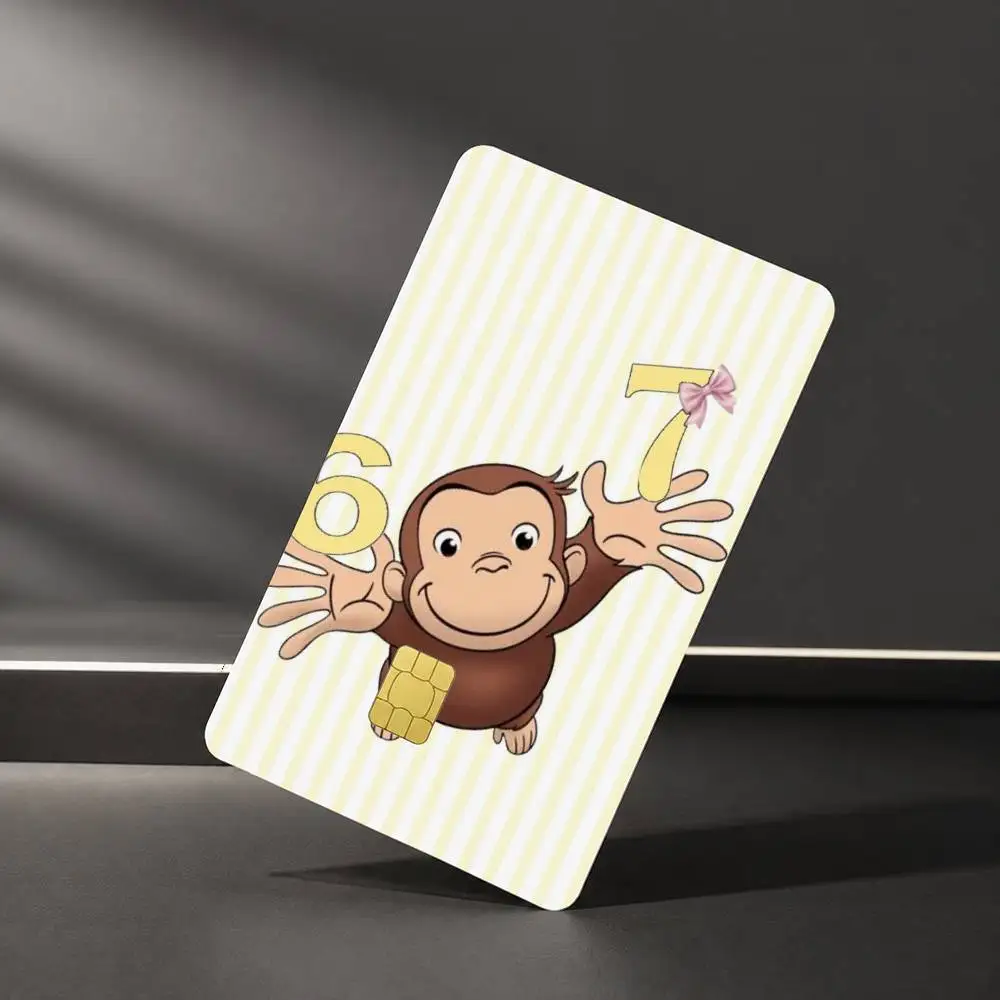 C-Curious George Cute Monkey Kids Graphic Sticker Film Tape Skin for Credit Card Debit Card Waterproof Stickers