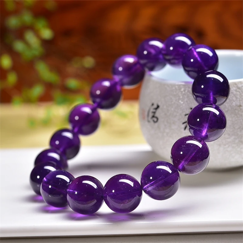 10/14MM Natural Amethyst Bracelet String Charms Handmade Fortune Energy Mineral Woman Amulet Jewelry Gift 1PCS