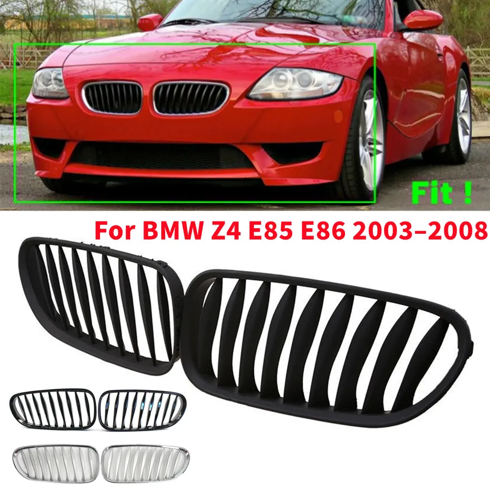

Для BMW Z4 E85 E86 2003-2008: Передняя решетка радиатора (ноздри) в гоночном стиле, одинарная линия, сетчатая, для замены, аксессуары для автомобиля