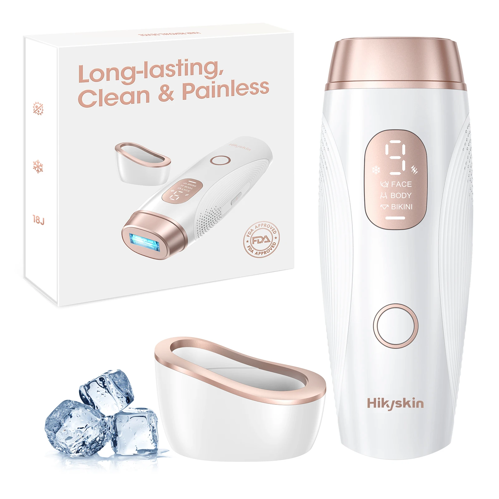 Laser Hair Removal - Cooling Painless IPL Hair Removal with Cleaning Lamp 9 Energy Levels for Women and Men Home Whole Body Use