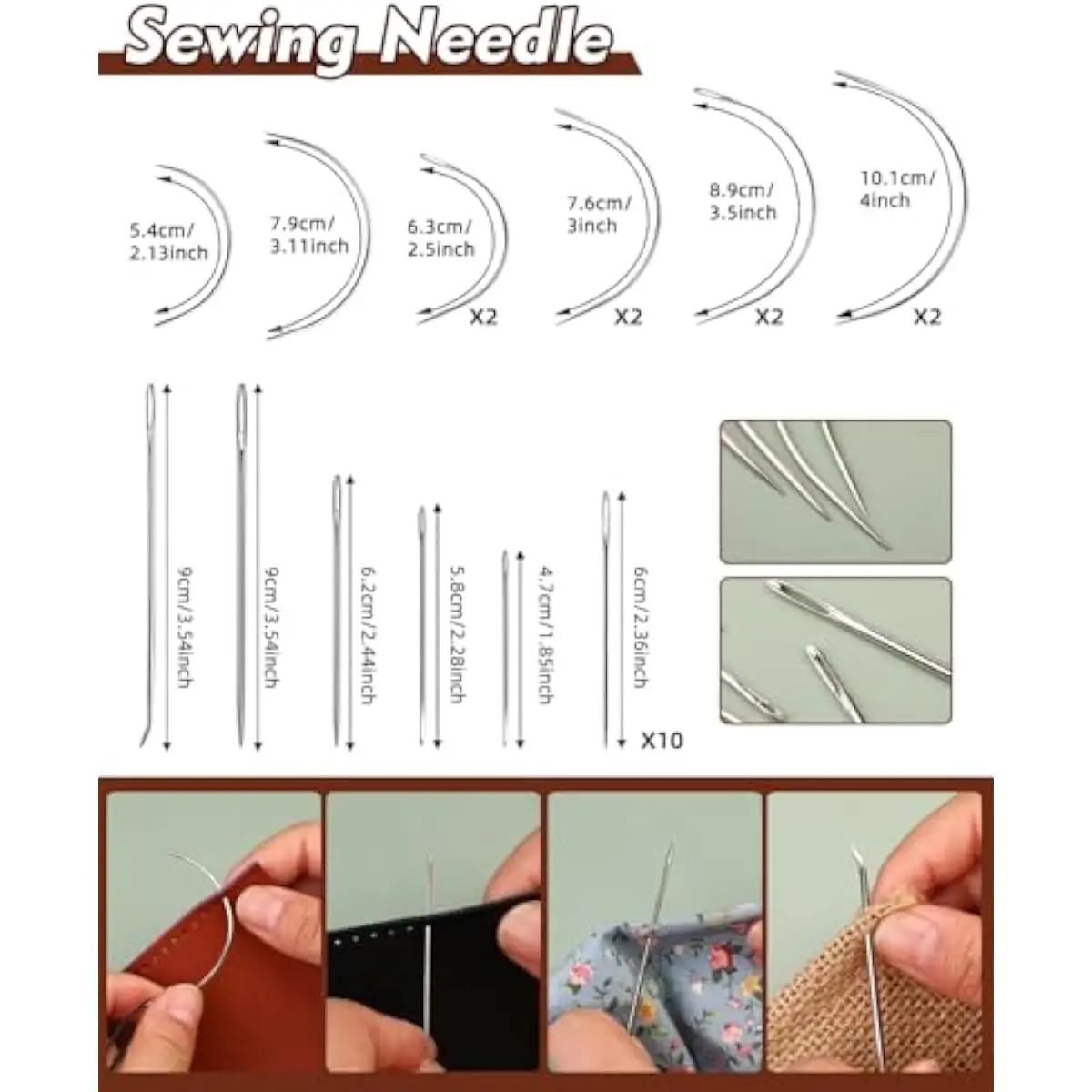 Heavy Duty Sewing Kit, Needle and Thread Kit with Upholstery Thread Needles Sewing Awl Seam Ripper for Car Seats Carpets Shoes B