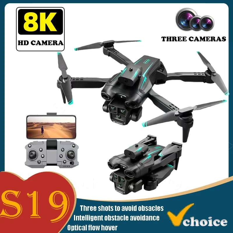 

S19 UAV Professional 8K Three Camera Aerial Drone Quadcopter Remote Control Helicopter Gift Gift