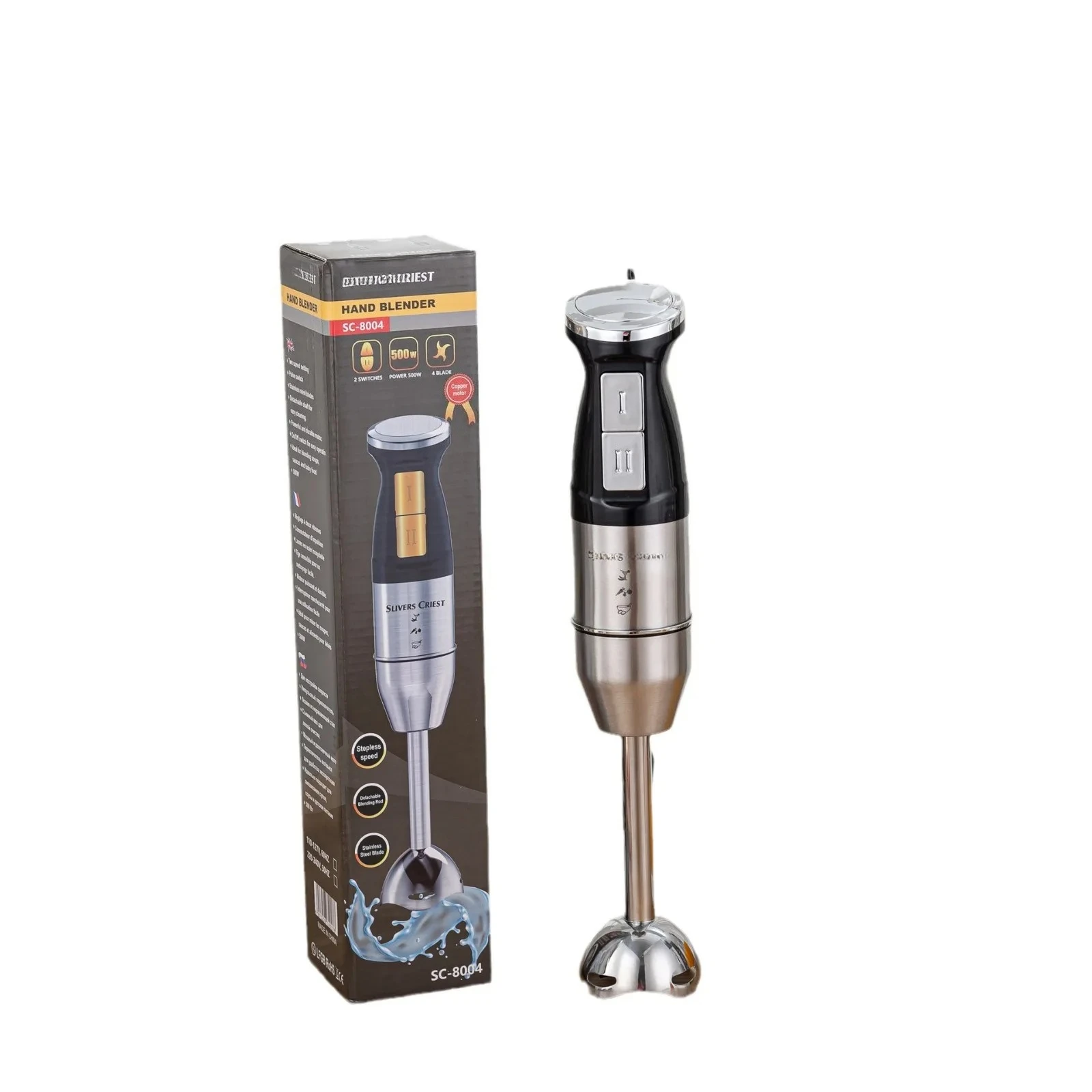 

Commercial Portable Immersion Handheld Blender Kitchen Set Multi-Speed Stainless Steel Electric Bar Food