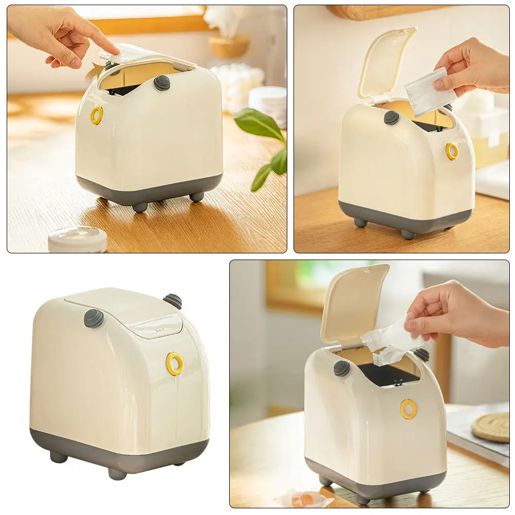 

Мини-мусорная корзина для офисного стола, современная пластиковая урна с крышкой, устойчивая и прочная маленькая корзина для мусора для домашнего стола