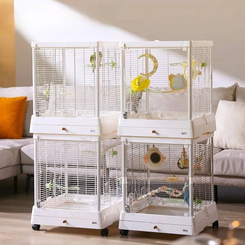 

Birdcage 304 Stainless Steel B5001 Birdcage Household Large Glass Parrot Luxury Villa Xuanfeng Peony