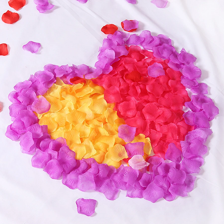 100 Stück Seidenrosenblätter, künstliche, farbenfrohe Blumen, romantische, warme Tischdekoration, Hochzeits- und Partydekoration. – Detail 4