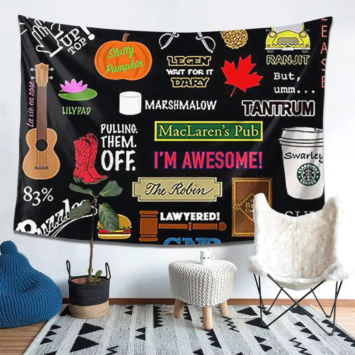 كيف قابلت أمك Himym برنامج تلفزيوني كولاج نسيج الديكور الفن المفروشات الجمالية لغرفة النوم المنزل قماش صوفي الجدار الشنق #1