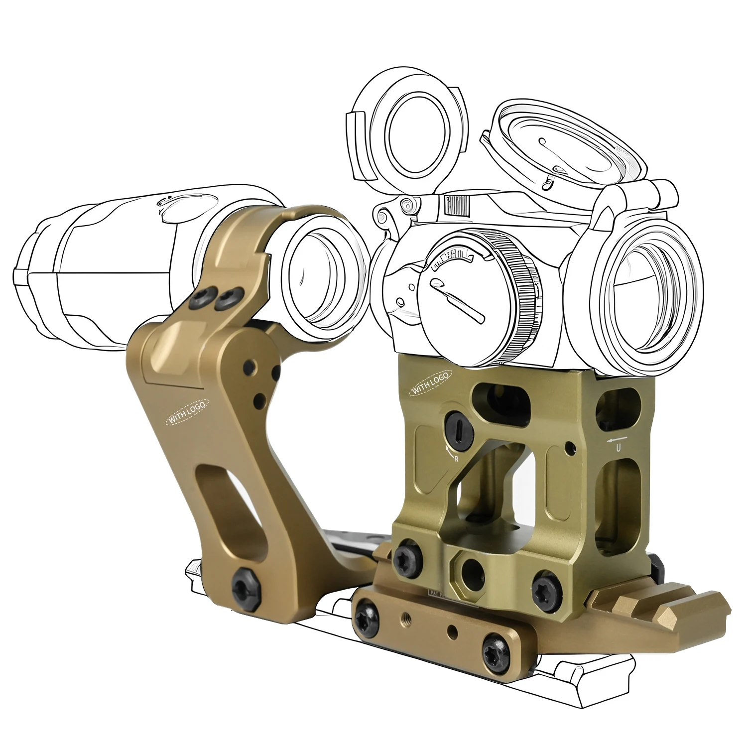 قاعدة مكبرة سريعة OMNI FTC قاعدة بصرية تكتيكية G33 G43 G45 551 552 553 558 2.26 "2.91" نطاق رؤية الارتفاع البصري #2