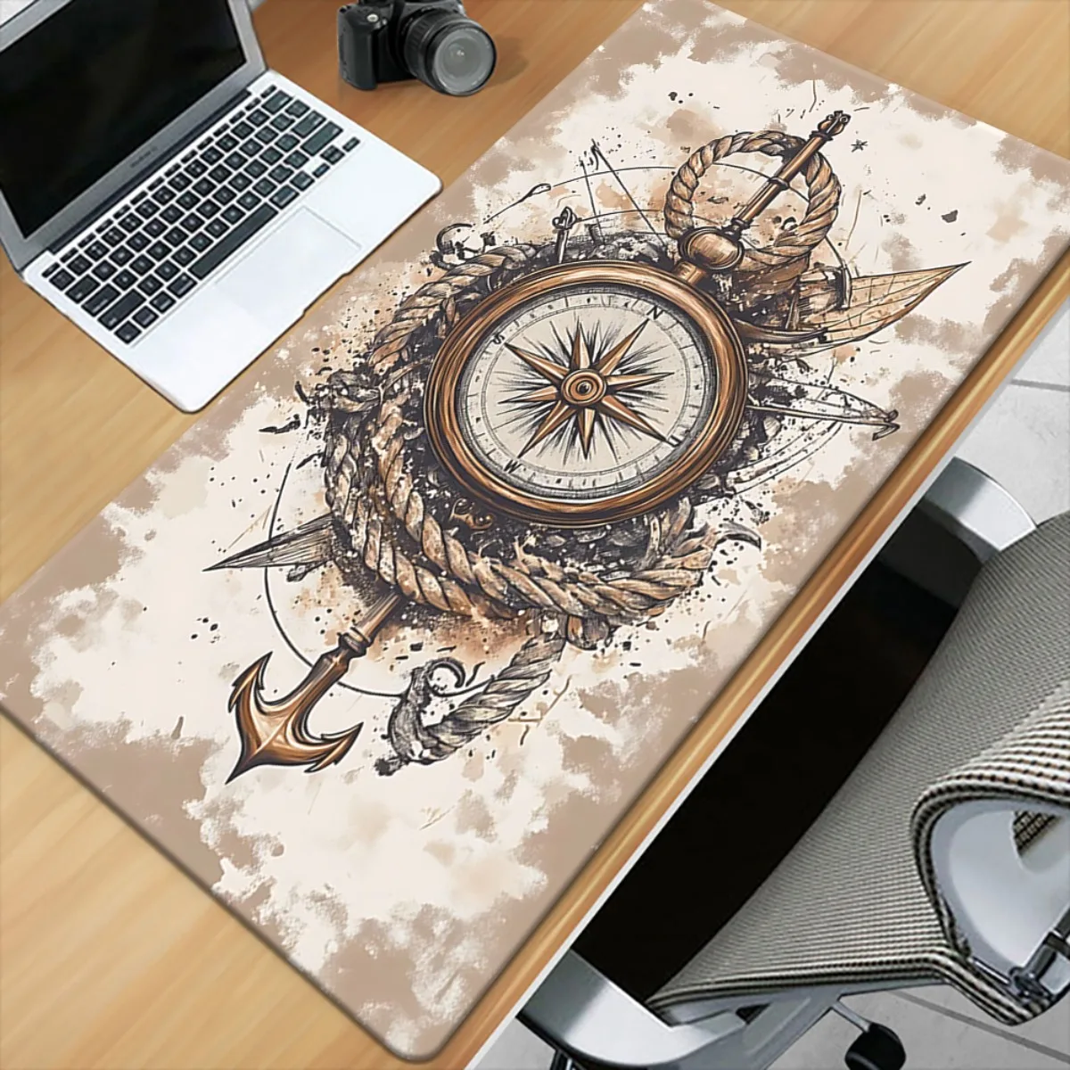Iron Art Compass Anchor XXL Mouse Pad Non-Slip Rubber Base Large Desk Mat For Gaming Office Decor 1 Pack