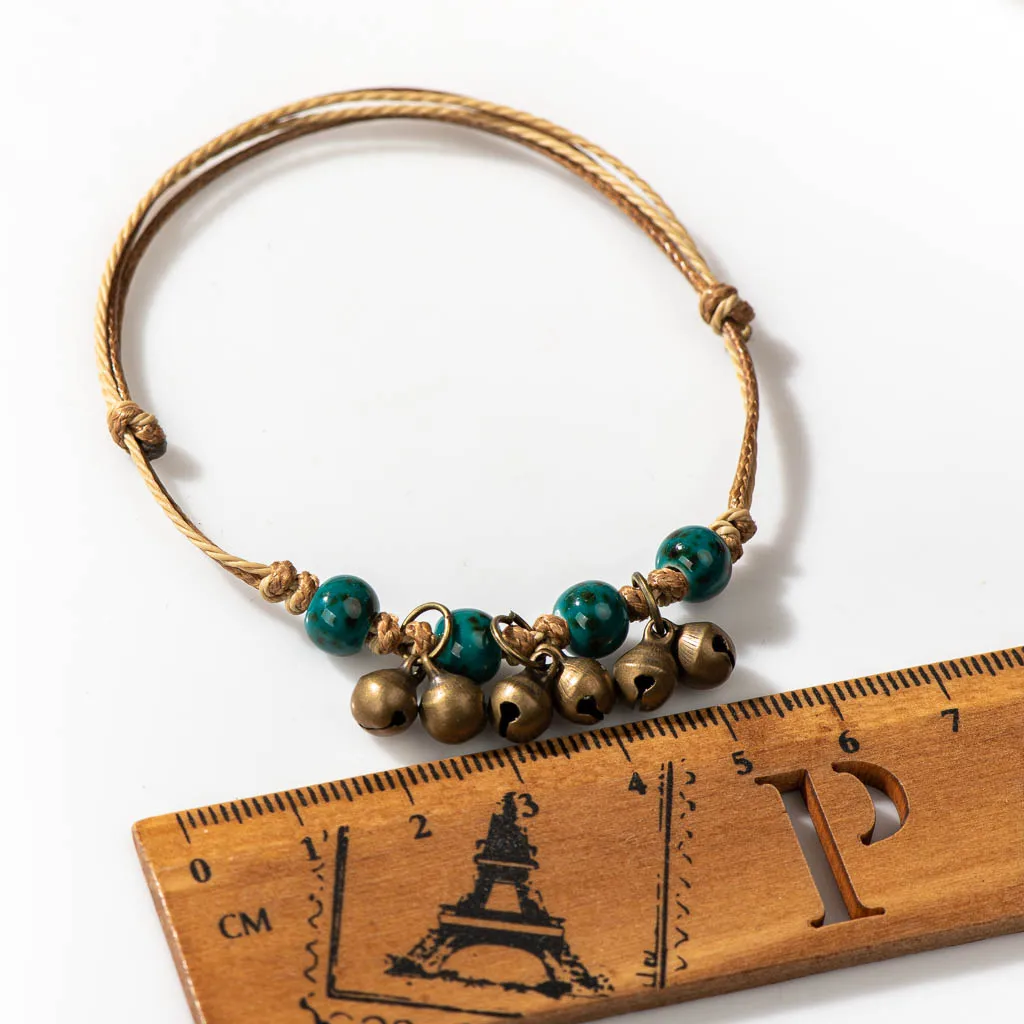 Handmade Ceramic Retro Style Beads Adjustable Size Bracelet Small Bell Wholesale Gifts Low Price Items Wholesale 1H901