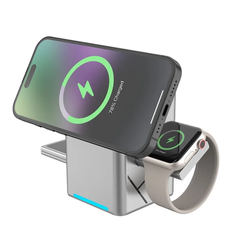 Rotating Rubik's Cube 3-in-1 magnetic wireless charger is suitable for mobile phones and watches