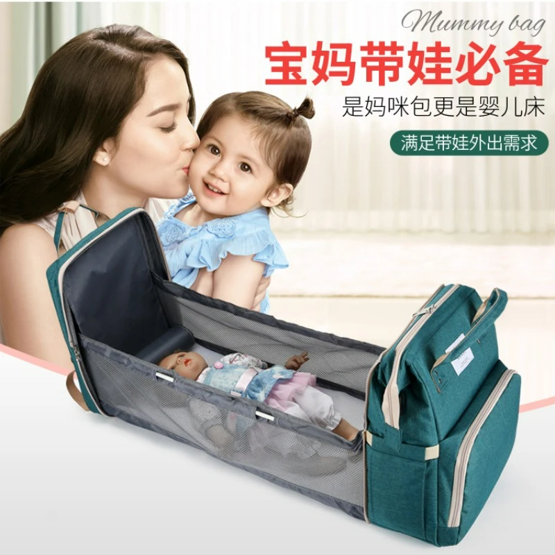 

Upgraded Large Capacity Multi Functional Convenient Folding Baby Bed Mommy Bag Premium Shoulder Bag