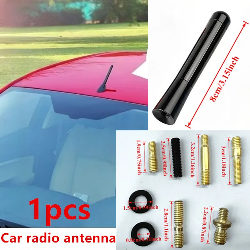 1pcs 8cm carbon fiber black radio antenna car decorative strip ABS (with 6 screws). For Ford Raptor F150 Jeep Grand Cherokee