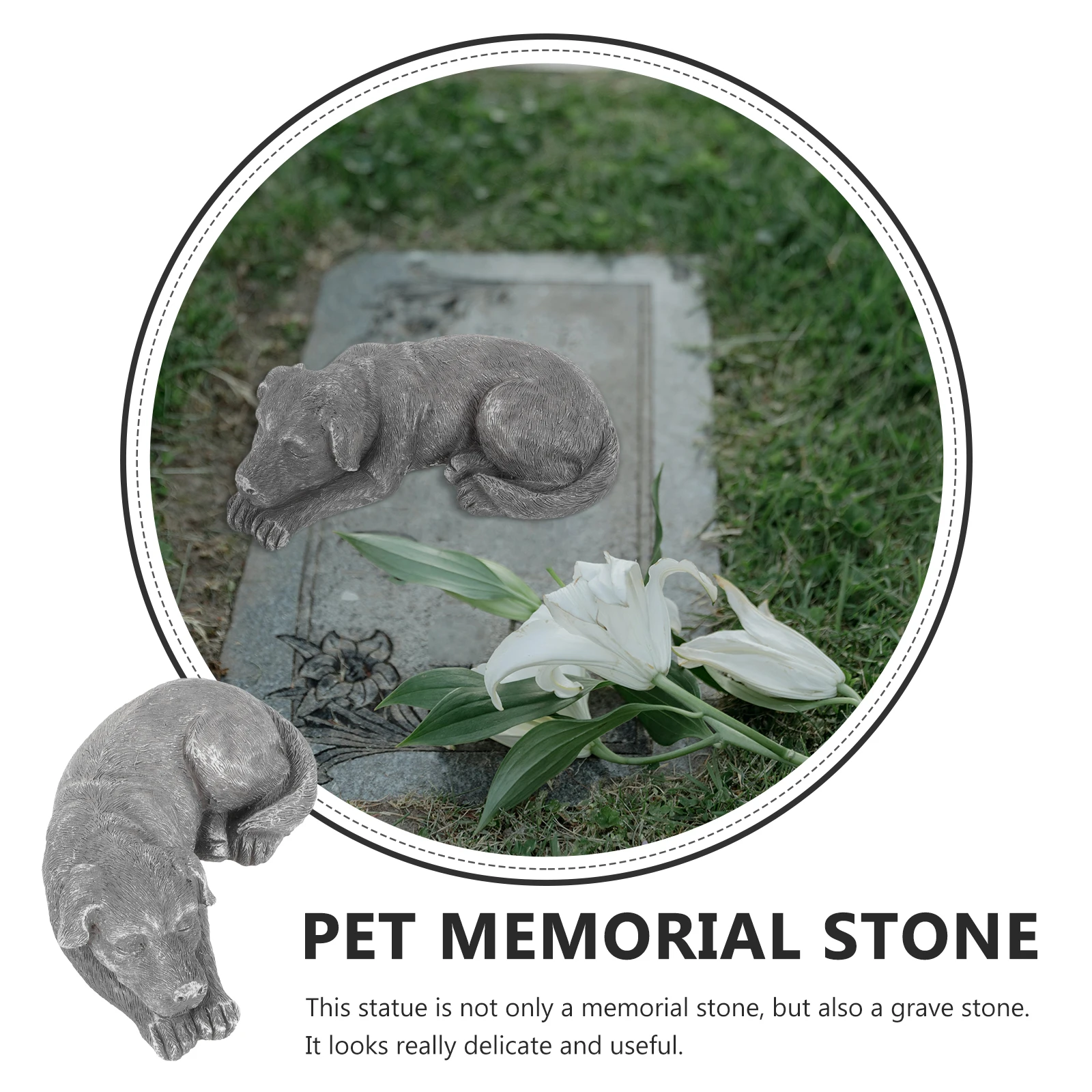 

Pet Memorial Statue Resin Garden Grave Stone Outdoor Yard Decor Tribute Gift Headstone Marker Ornament