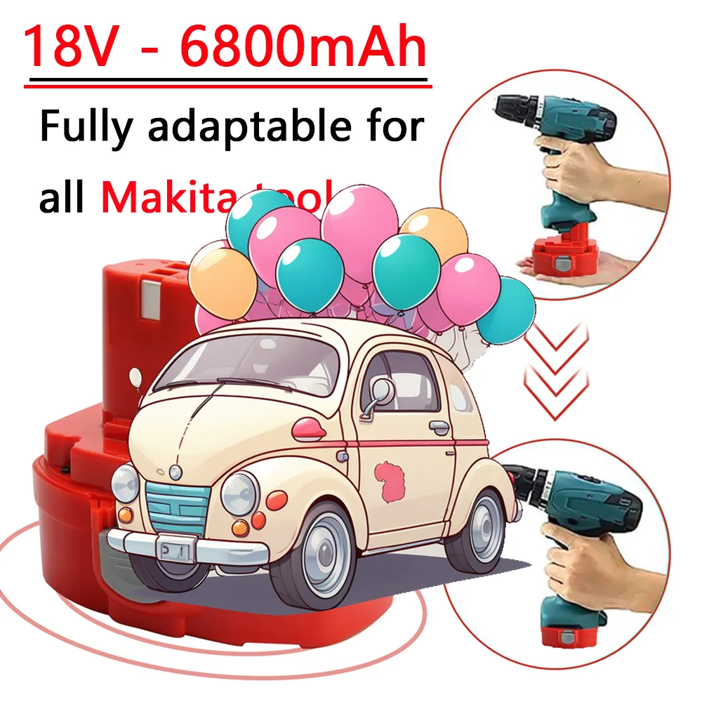 

For Makita PA18 Rechargeable Ni-MH battery 18V 6800mAh With PA18 1822 1823 1834 1835 192827-3 192829-9 193159-1 193140-2 Tools