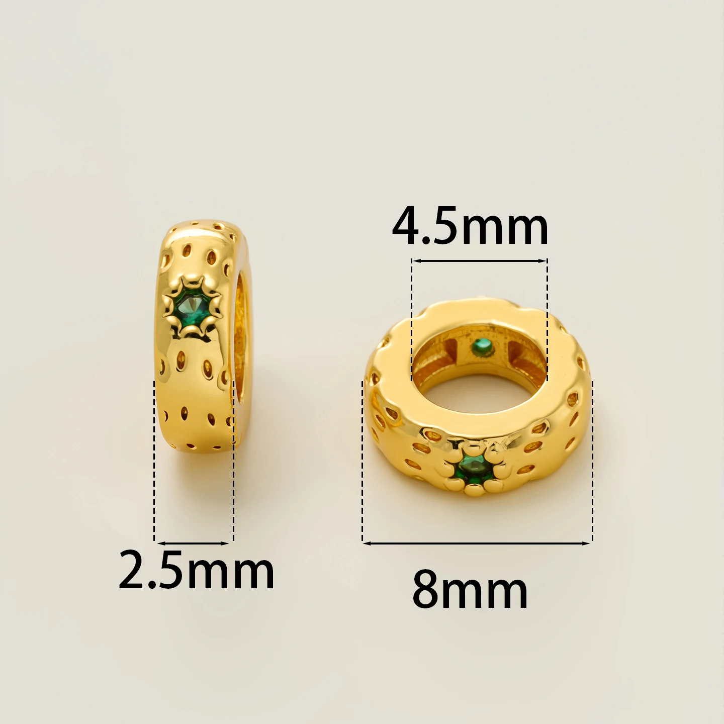 Perline distanziatrici in rame color oro 14/18 carati, perline per la creazione di gioielli Perline distanziatrici in zirconi intarsiati Collana fai da te/Bracciali Accessori