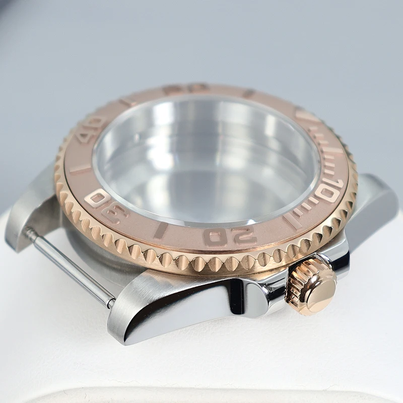 40MM NH35 Cassa per orologio Accessori Zaffiro Fit Seiko NH35 NH36 NH34 NH38 4R36 8215 2824 Cassa per orologio con movimento Lunetta per yacht in oro rosa