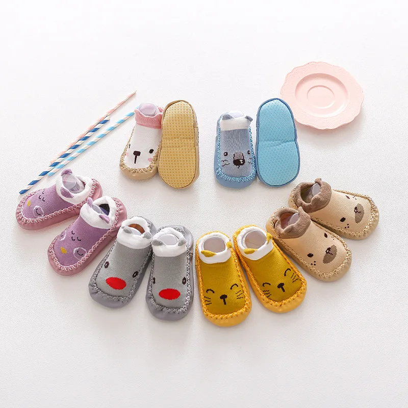 Toddler Indoor Sock Newborn Prewalker Kids Cotton Socks Winter Thick Terry Baby Girl Sock Rubber Sole Infant Funny Cartoon Sock