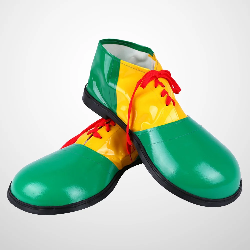 Botas de palhaço Halloween para adultos, vestido unissex, fantasia de comédia, suprimentos para eventos de festa, verde, 1 par