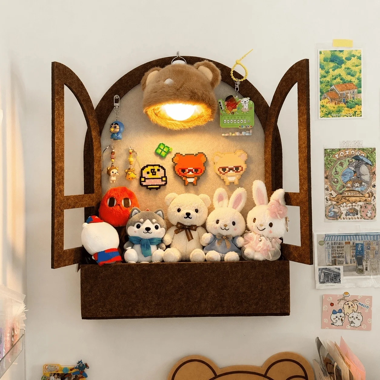 New Cute Window Cabin Felt Board Retro DIY Photo Wall Desktop Decoration Message Board Plush Toy Storage Room Decoration