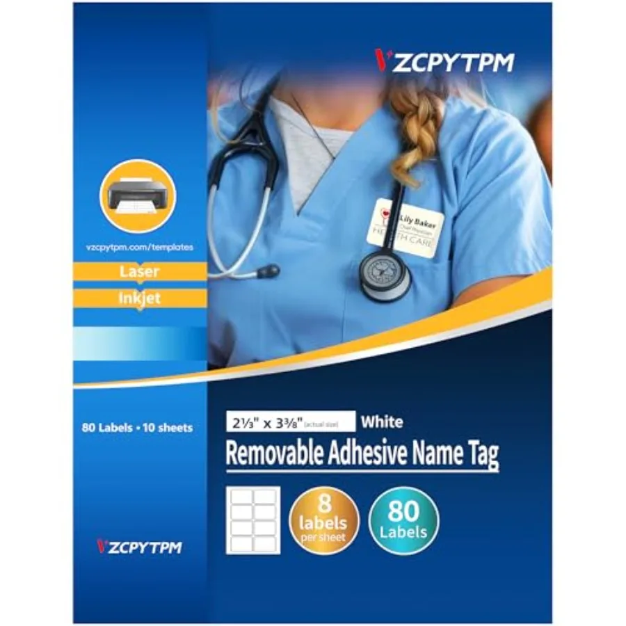 

Наклейки-бирки для печати с именами 2-1/3 x 3-3/8 дюйма, индивидуальные именные бейджи для лазерных и струйных принтеров, съемные клейкие этикетки для одежды