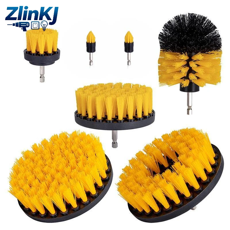5Pcs Drill Brush Attachment Set Power Scrubber Brush Durable Cleaning Brushes For Bathroom Tile Floor Car Wheel Washing