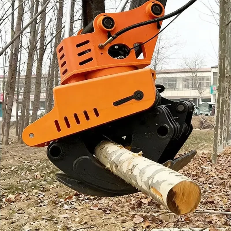 New Rotary Wood Cutting Tree Gripper for 6 Ton Excavators Construction Forestry Farm Machinery and Grab Saws with Gear Cores