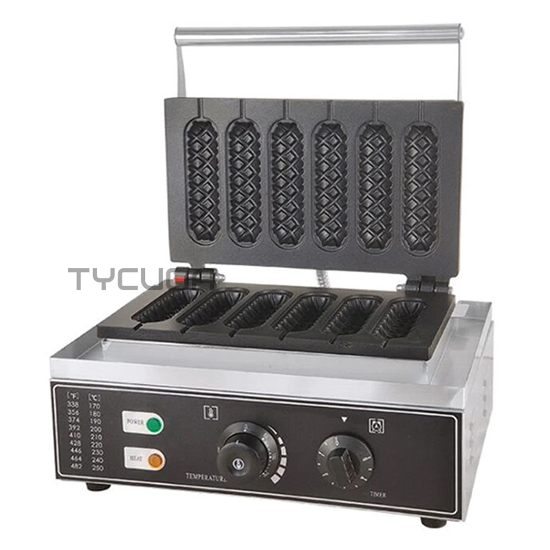 التجارية الكهربائية الكعك الذرة الهراء عصا صانع 6 شبكة متموجة عصا صانع هوت دوج ماكينة غير عصا معدات المخابز